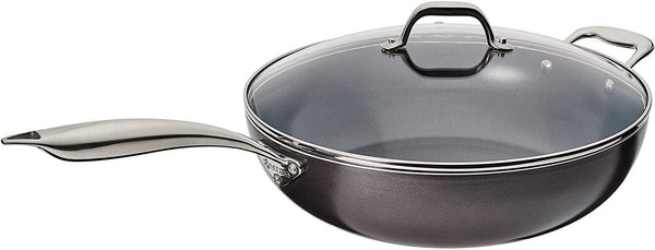 12.5 Ceramic Nonstick wok with Tempered-Glass Lid