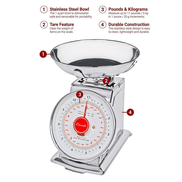 Escali Dial Scale with Bowl – The Seasoned Gourmet