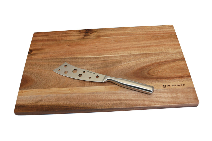 Cheese Serving Board Set | Acacia Wood with Stainless Steel Knife | Swissmar