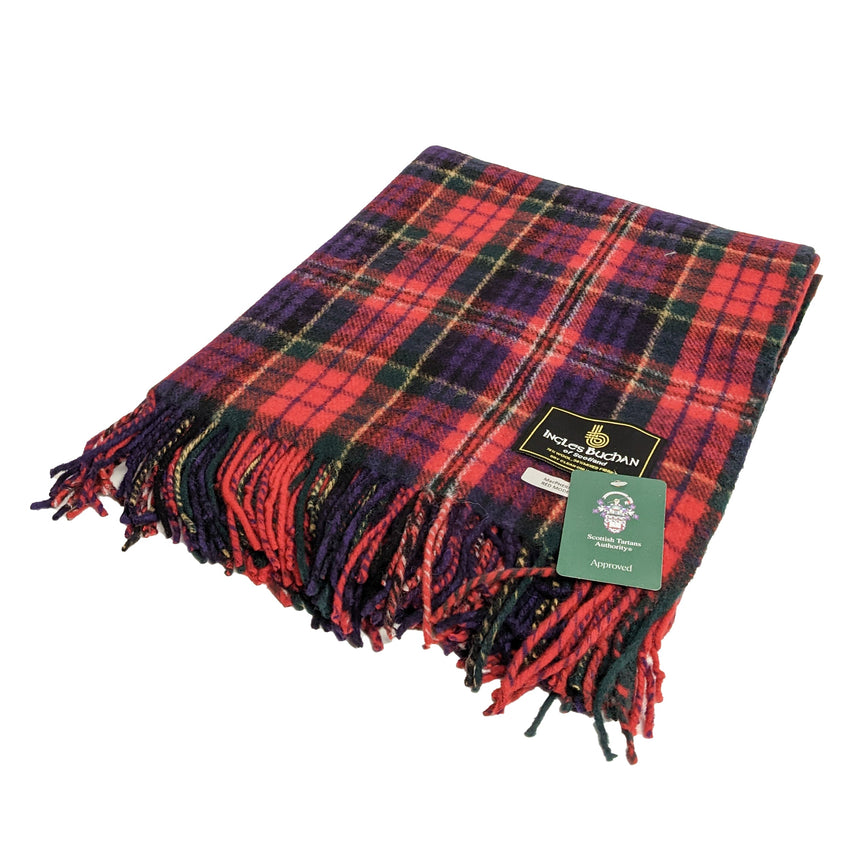"MacPherson Red" Tartan Wool Blend Blanket