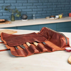 Leather BBQ Roll Bag (6 slots)