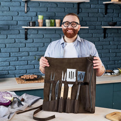 Leather BBQ Roll Bag (6 slots)