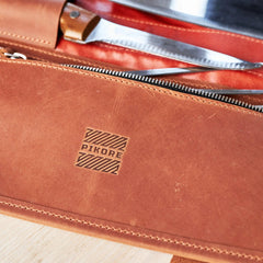 Leather Canvas Chef Knife Roll for cooking