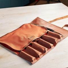 Leather Canvas Chef Knife Roll for cooking