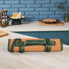 Leather Canvas Chef Knife Roll for cooking