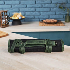 Leather Canvas Chef Knife Roll for cooking