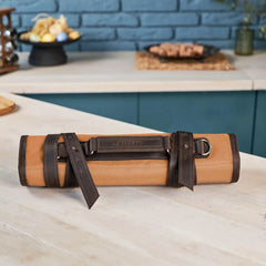 Leather Canvas Chef Knife Roll for cooking