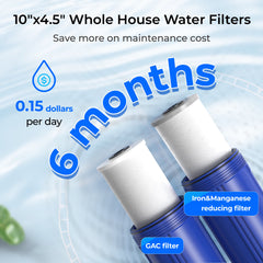 Waterdrop 2-Stage Whole House Water Filter System Reduce Iron&Manganese